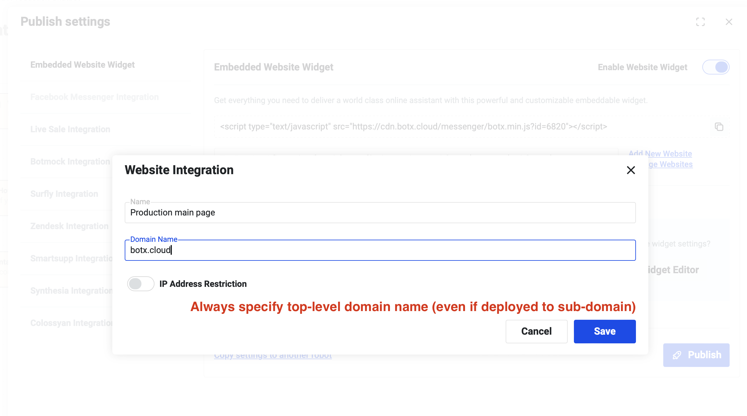 Specify Domain